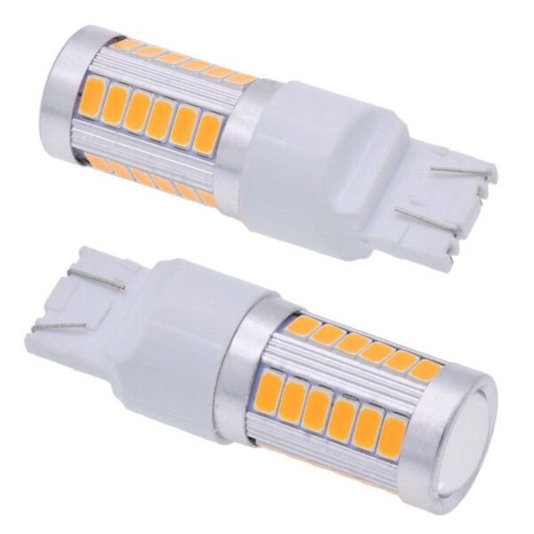 Set becuri T20  W21/5W 7443 7440 33 LED Portocalii - imagine 2