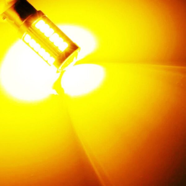 Set becuri T20  W21/5W 7443 7440 33 LED Portocalii - imagine 3
