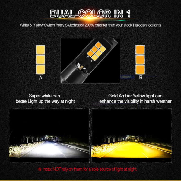 Led proiectoare H8/H9/H11 cu doua culori Galben/Alb - imagine 3