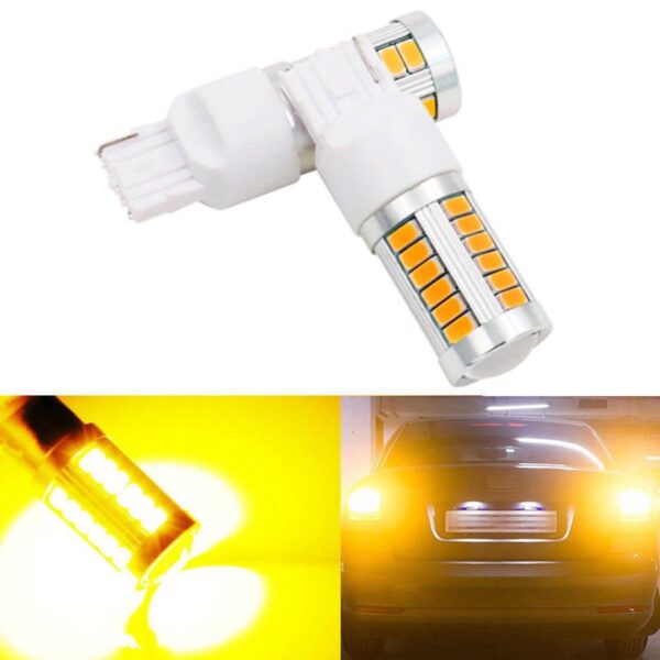 Set becuri T20  W21/5W 7443 7440 33 LED Portocalii - imagine 7