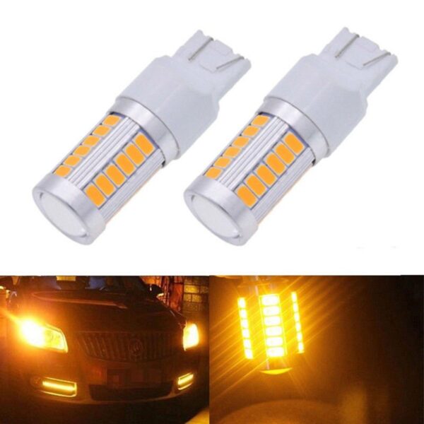 Set becuri T20  W21/5W 7443 7440 33 LED Portocalii