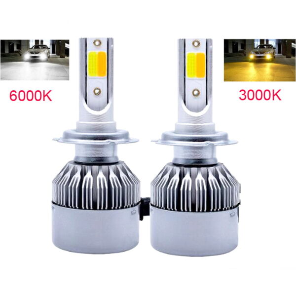 Led H7 Cu dubla culoare Alb / Galben 9600LM - imagine 2