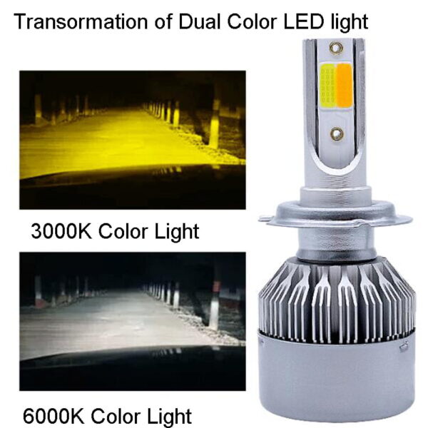 Led H7 Cu dubla culoare Alb / Galben 9600LM