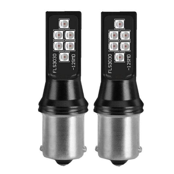Set becuri Led Rosii BA15s P21W cu 12 leduri SMD - imagine 8