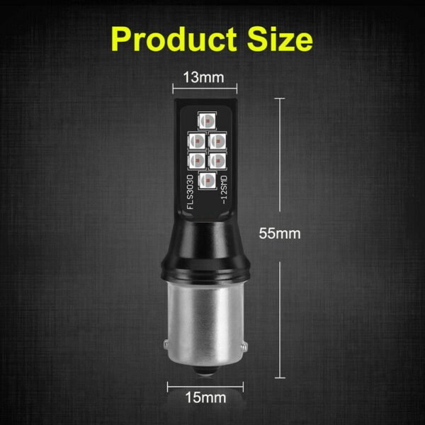 Set becuri Led Rosii BA15s P21W cu 12 leduri SMD - imagine 6