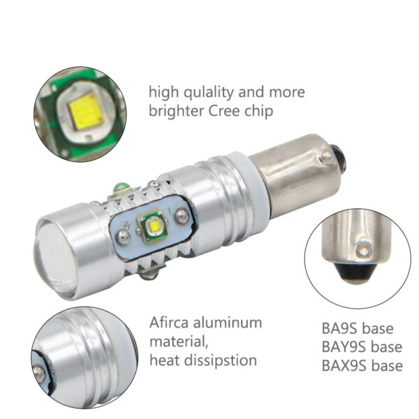Set 2 x Becuri Albe led BAX9s H6W cu 5 LED Cree