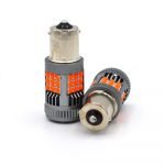 Set 2 Becuri LED BA15S P21W 180° 1156 Rosii 30W 2800LM Racitor Ventilator CANBUS