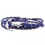 Bratara Unisex Bleumarin Albastru inchis Stil Marinaresc Nautica cu Ancora din Otel Inoxidabil si Franghie Snur Material textil