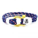 Bratara Barbati in stil marinaresc Bleumarin Albastru inchis din material textil si Incuietoare din otel inoxidabil Aurie