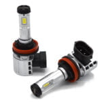 Set 2 becuri LED H8 / H9 / H11 W10S Plug & Play culoare Alb Rece 24000LM 70W cu Sticla detasabila