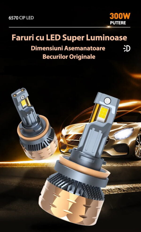 Set 2 Becuri LED Alb Rece Premium IF150 H7 din Alumniu si Cupru 300W 50000LM - imagine 4