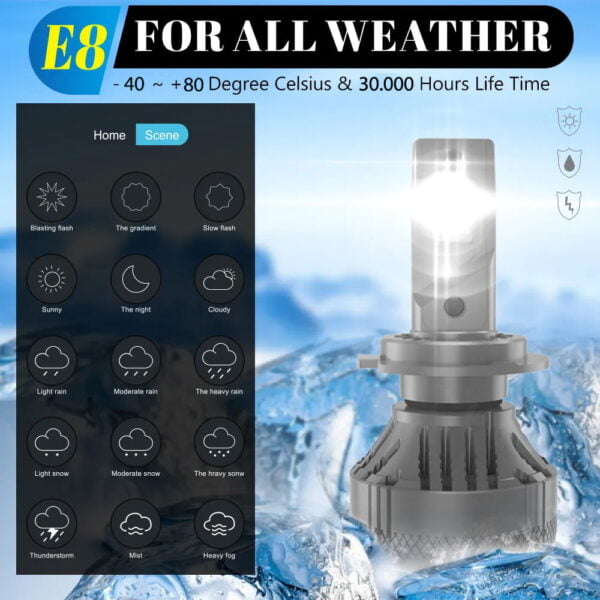 Set 2 x Becuri LED H7 Bluetooth Smart cu Aplicatie Mobila 80W 10000LM culoare variabila Portocaliu-Alb Rece 3000K-6500K - imagine 3