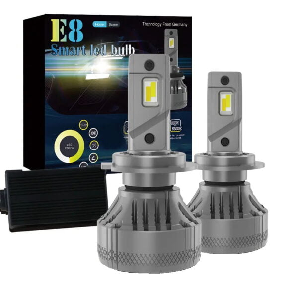 Set 2 x Becuri LED H7 Bluetooth Smart cu Aplicatie Mobila 80W 10000LM culoare variabila Portocaliu-Alb Rece 3000K-6500K