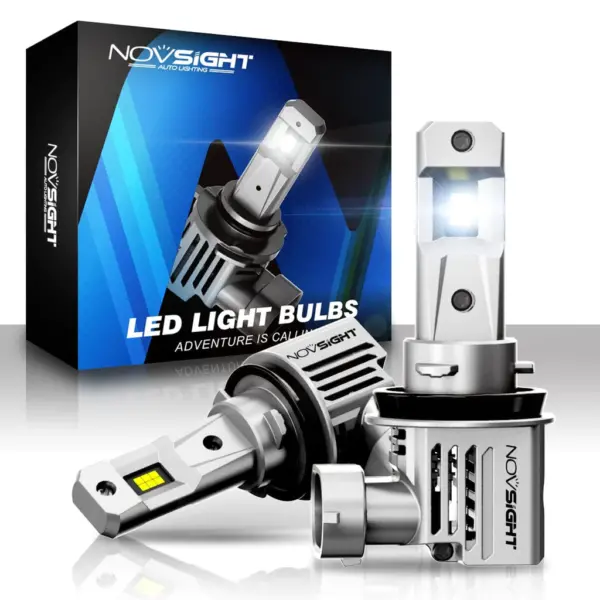 Set 2 becuri LED Novsight Seria PRO N66 model 1:1 soclu H8 H9 H11 18000LM 80W