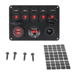 Panou Bord Soclu Incarcator 4 in 1 Voltmetru Indicator de voltaj + Priza 12V tip Bricheta + Incarcator dual USB 2.1A + Complex de 5 butoane comutatoare pentru diferite functii