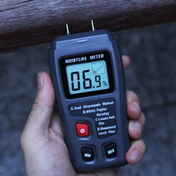 Umidometru Profesional Detector pentru masurarea gradului de umiditate al lemnului, ecran iluminat LCD - imagine 4