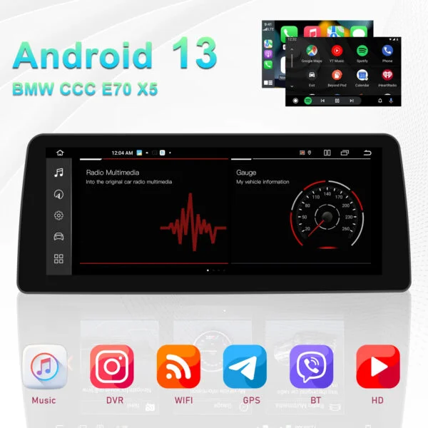 Navigatie Android BMW X5 E70 X6 E71, CCC, 13, 8 core, 8GB RAM 128GB ROM Ecran 12.3 inch Carplay & Android auto - imagine 2