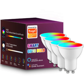 Bec LED Inteligent GU10 RGBW Lumina ALBA si Colorata – Wifi, Control Smart, Compatibil cu Alexa și Google Home, Tuya