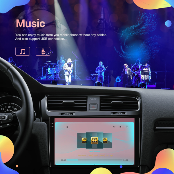 Navigatie Android Universala, 4 GB RAM 64 GB ROM, Ecran tactil QLED 2K de 10.1 inchi, Android Auto & Carplay, 4G WiFi GPS DSP - imagine 14