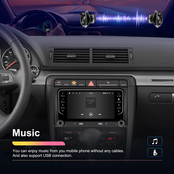 Navigatie Android 13, 2GB RAM 64GB ROM, Ecran tactil de 7 inchi, Android Auto & Carplay, Dedicata pentru Audi A4 B6 S4 RS4 Seat Exeo - imagine 14