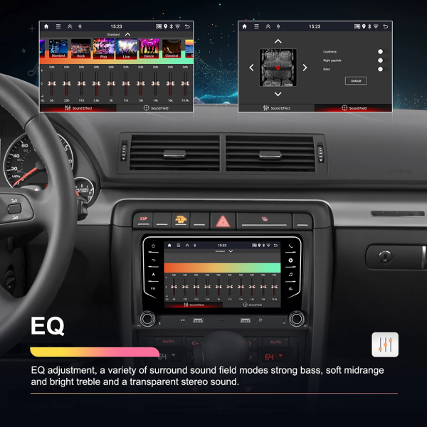 Navigatie Android 13, 2GB RAM 64GB ROM, Ecran tactil de 7 inchi, Android Auto & Carplay, Dedicata pentru Audi A4 B6 S4 RS4 Seat Exeo - imagine 13