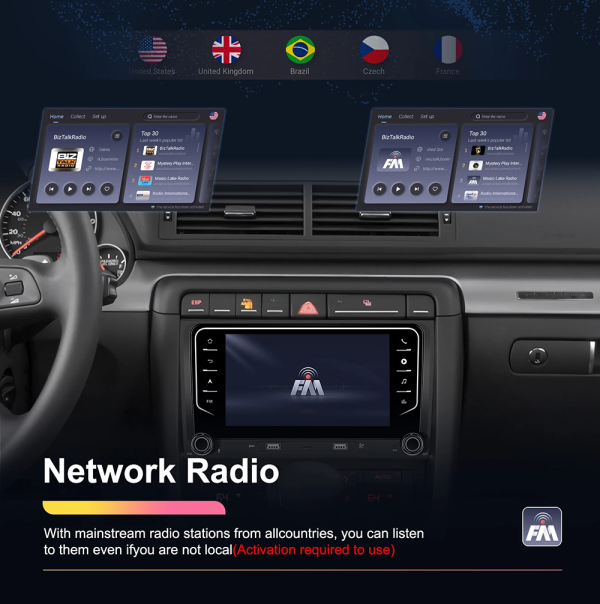Navigatie Android 13, 2GB RAM 64GB ROM, Ecran tactil de 7 inchi, Android Auto & Carplay, Dedicata pentru Audi A4 B6 S4 RS4 Seat Exeo - imagine 9