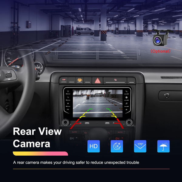 Navigatie Android 13, 2GB RAM 64GB ROM, Ecran tactil de 7 inchi, Android Auto & Carplay, Dedicata pentru Audi A4 B6 S4 RS4 Seat Exeo - imagine 8