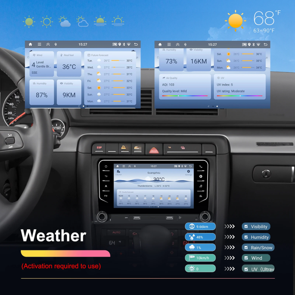 Navigatie Android 13, 2GB RAM 64GB ROM, Ecran tactil de 7 inchi, Android Auto & Carplay, Dedicata pentru Audi A4 B6 S4 RS4 Seat Exeo - imagine 6