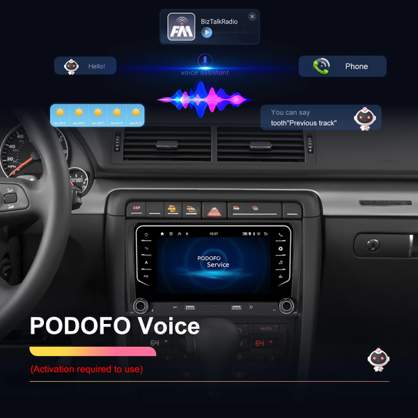 Navigatie Android 13, 2GB RAM 64GB ROM, Ecran tactil de 7 inchi, Android Auto & Carplay, Dedicata pentru Audi A4 B6 S4 RS4 Seat Exeo - imagine 4
