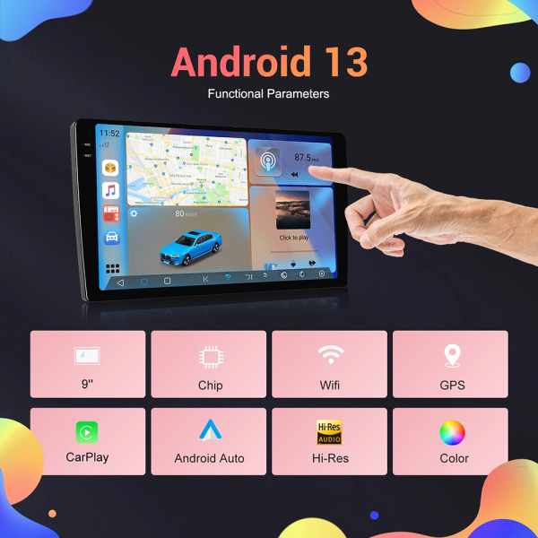 Navigatie Android Universala, 4 GB RAM 64 GB ROM, Ecran tactil QLED 2K de 10.1 inchi, Android Auto & Carplay, 4G WiFi GPS DSP - imagine 18