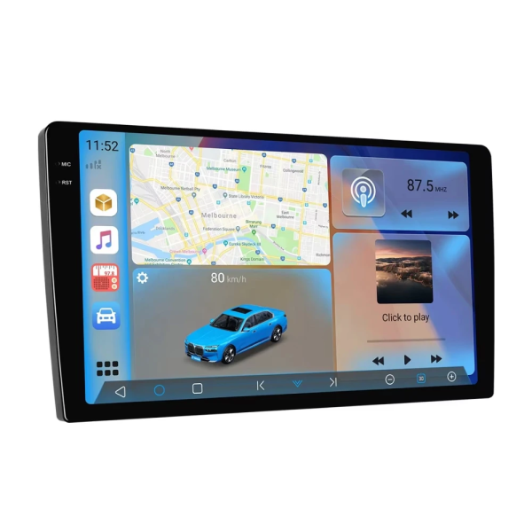 Navigatie Android Universala, 4 GB RAM 64 GB ROM, Ecran tactil QLED 2K de 10.1 inchi, Android Auto & Carplay, 4G WiFi GPS DSP