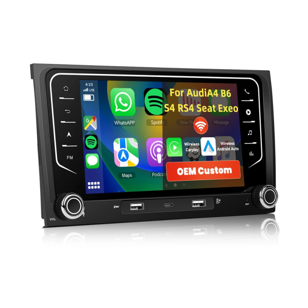 Navigatie Android 13, 2GB RAM 64GB ROM, Ecran tactil de 7 inchi, Android Auto & Carplay, Dedicata pentru Audi A4 B6 S4 RS4 Seat Exeo