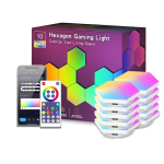 Set 10 panouri LED hexagonale Inteligente RGBIC gradient fluid, Sincronizare sunet muzica – Wifi, Bluetooth, Control Smart, Alexa, Google Home, Tuya