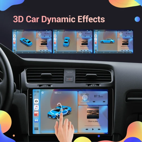 Navigatie Android Universala, 4 GB RAM 64 GB ROM, Ecran tactil QLED 2K de 10.1 inchi, Android Auto & Carplay, 4G WiFi GPS DSP - imagine 2