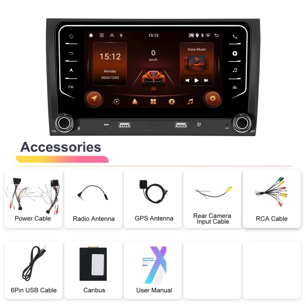 Navigatie Android 13, 2GB RAM 64GB ROM, Ecran tactil de 7 inchi, Android Auto & Carplay, Dedicata pentru Audi A4 B6 S4 RS4 Seat Exeo - imagine 22