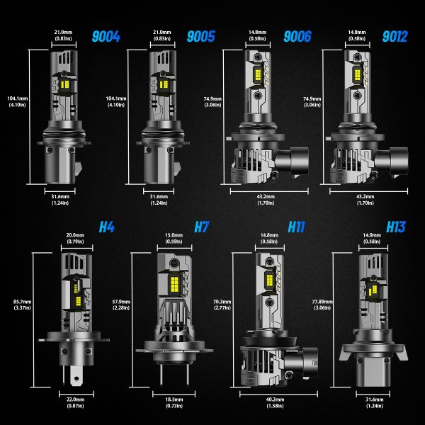 Set 2 Becuri LED H8 H9 H11, Novsight N99, 100W, 24000LM, Plug & Play Fara Cablaj - imagine 16