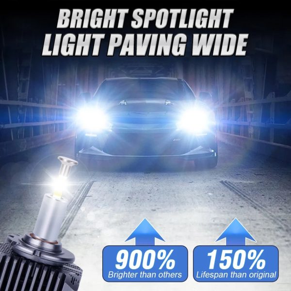 Set 2 Becuri LED D1S auto cu 4 fete 360 de grad, CANBUS Fara Eroare, 70W, 13000LM 6000K Alb Rece - imagine 8