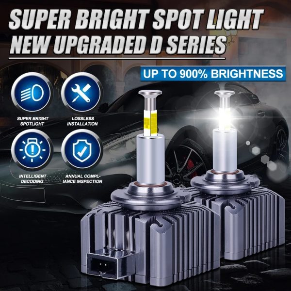 Set 2 Becuri LED D1S auto cu 4 fete 360 de grad, CANBUS Fara Eroare, 70W, 13000LM 6000K Alb Rece - imagine 10