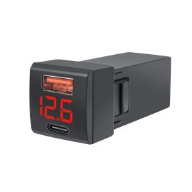 Încărcător Auto dual tip priza 12V/24V 48W, 2 Porturi USB, 1 x USB-C si 1 x USB-A, Indicator Afișaj Digital Voltaj
