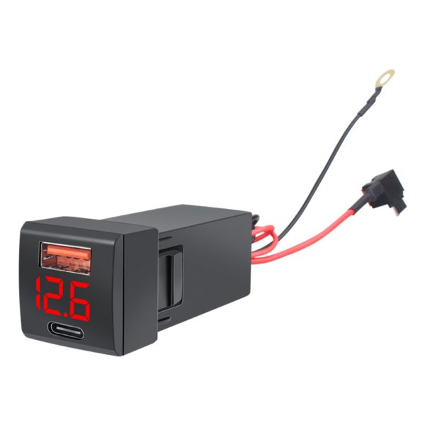 Încărcător Auto dual tip priza 12V/24V 48W, 2 Porturi USB, 1 x USB-C si 1 x USB-A, Indicator Afișaj Digital Voltaj - imagine 3