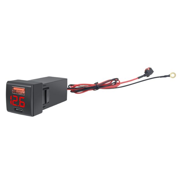 Încărcător Auto dual tip priza 12V/24V 48W, 2 Porturi USB, 1 x USB-C si 1 x USB-A, Indicator Afișaj Digital Voltaj - imagine 4