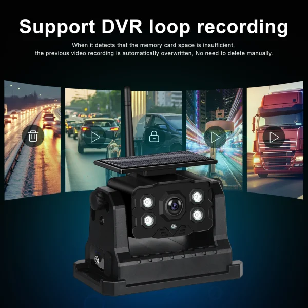 Set Kit Camera Marsarier Wireless cu Încărcare Solară si Monitor HD IPS de 7 inch DVR Integrat pentru TIR, Camion, Autobuz, Utilaje agricole - imagine 10