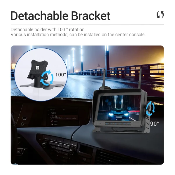 Set Kit Camera Marsarier Wireless cu Încărcare Solară si Monitor HD IPS de 7 inch DVR Integrat pentru TIR, Camion, Autobuz, Utilaje agricole - imagine 14