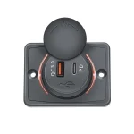 Incarcator Priza Dual 48W cu Rama Dreptunghiulara si prindere in suruburi, Type-C si USB QC 3.0 Incarcare rapida - lumina LED rosie