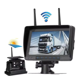 Set Kit Camera Marsarier Wireless cu Încărcare Solară si Monitor HD IPS de 7 inch DVR Integrat pentru TIR, Camion, Autobuz, Utilaje agricole