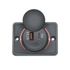 Incarcator Priza Dual 48W cu Rama Dreptunghiulara si prindere in suruburi, Type-C si USB QC 3.0 Incarcare rapida - lumina LED rosie