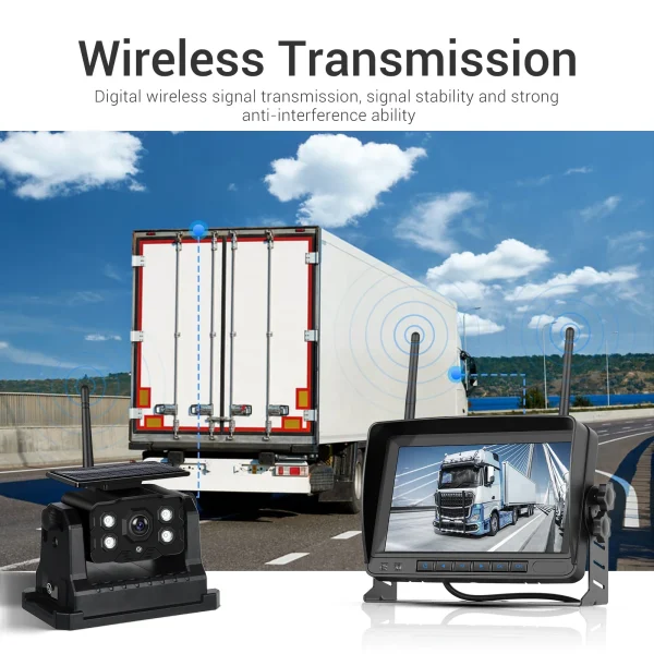 Set Kit Camera Marsarier Wireless cu Încărcare Solară si Monitor HD IPS de 7 inch DVR Integrat pentru TIR, Camion, Autobuz, Utilaje agricole - imagine 3