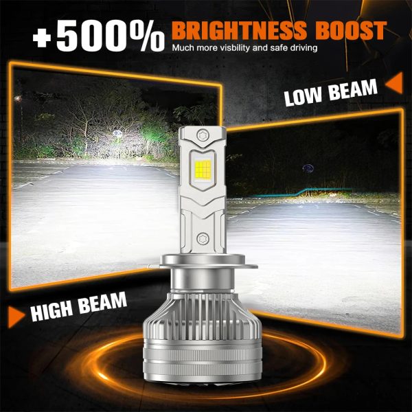 Set 2 x Becuri LED H7 Bluetooth Smart cu Aplicatie Mobila 5W - 75W 10000LM Galben - Alb Rece 3000K-6000K - imagine 5