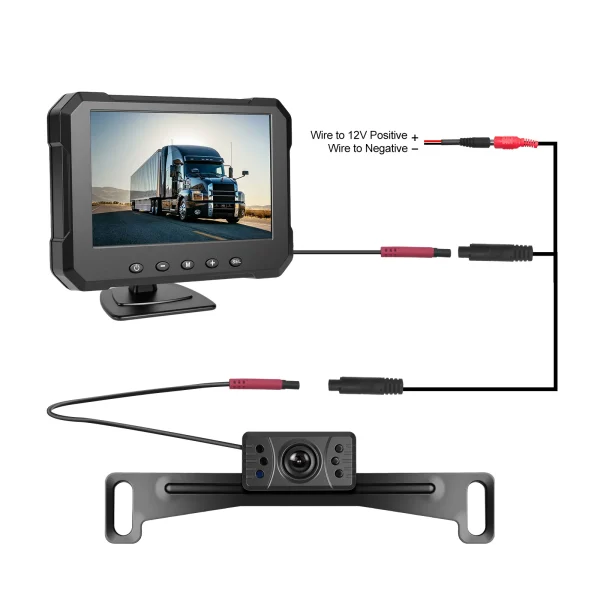 Set Kit Camera Marsarier pentru Placuta de Inmatriculare si Monitor de 5.0 inch, Conexiune FIR 8M, Alimentare Bricheta sau Directa - imagine 10