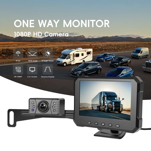 Set Kit Camera Marsarier pentru Placuta de Inmatriculare si Monitor de 5.0 inch, Conexiune FIR 8M, Alimentare Bricheta sau Directa - imagine 3